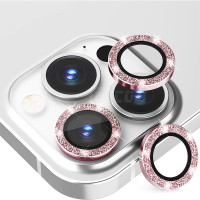 iPhone 16 Pro 6.3'' Camera Lens Tempered Glass Protector Glitter Ring Rose Gold