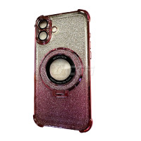 iPhone 17 6.3'' (2025) Hard PC+TPU 3in1 Full Glitter 2 Tone Ring Case Magnetic Pink