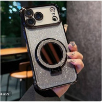 iPhone 17 Pro Max 6.9'' Hard PC+TPU 3in1 Full Glitter 2 Tone Ring Case Magnetic Black