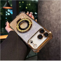 iPhone 17 Pro 6.3'' Hard PC+TPU 3in1 Full Glitter 2 Tone Ring Case Magnetic Gold