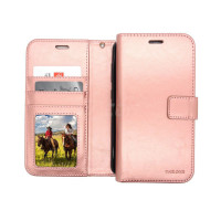 Moto G(5G) 2025 Photo ID 3 Card Slots Plain Wallet Rose Gold