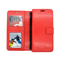Samsung S25 Edge Photo ID 3 Card Slots Plain Wallet Red