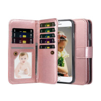 Samsung S25 Ultra Photo ID Extra Fold 9 Card Slots Magnet Detchable Wallet  Rose Gold