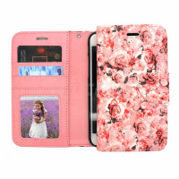 Samsung S25 Ultra Photo ID 3 Card Slots Rose Design Wallet  Pink
