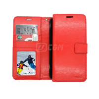 Samsung S26 Plus Photo ID 3 Card Slots Plain Wallet Red