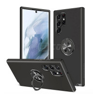 Samsung S26 Ultra Metal Matte Finished with Magnetic Ring Kickstand Case Black